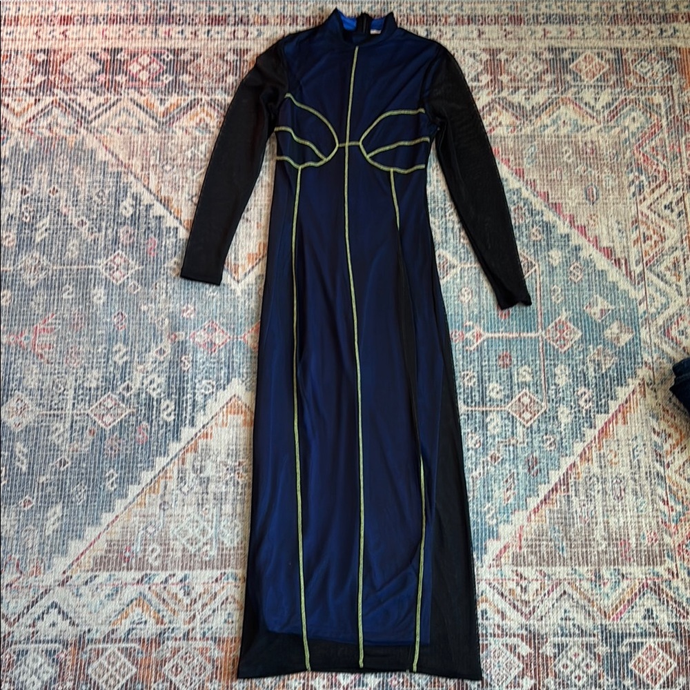 Topshop Long Sleeve Sheath Maxi Dress with Mock Neck